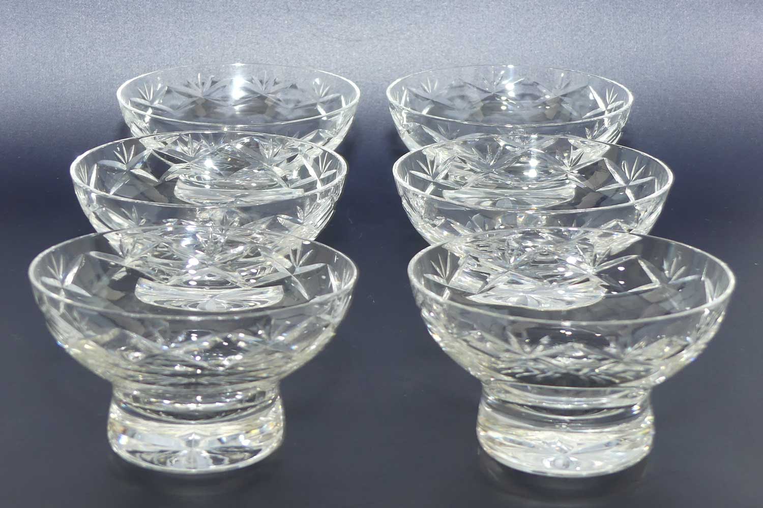 Set of 6 fine quality Crystal sundae dishes or compotes