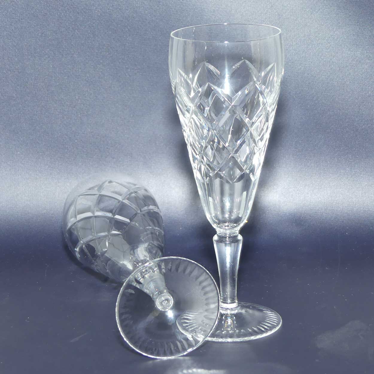 Set of 6 Diamond Cut Crystal champagne flutes | 110ml