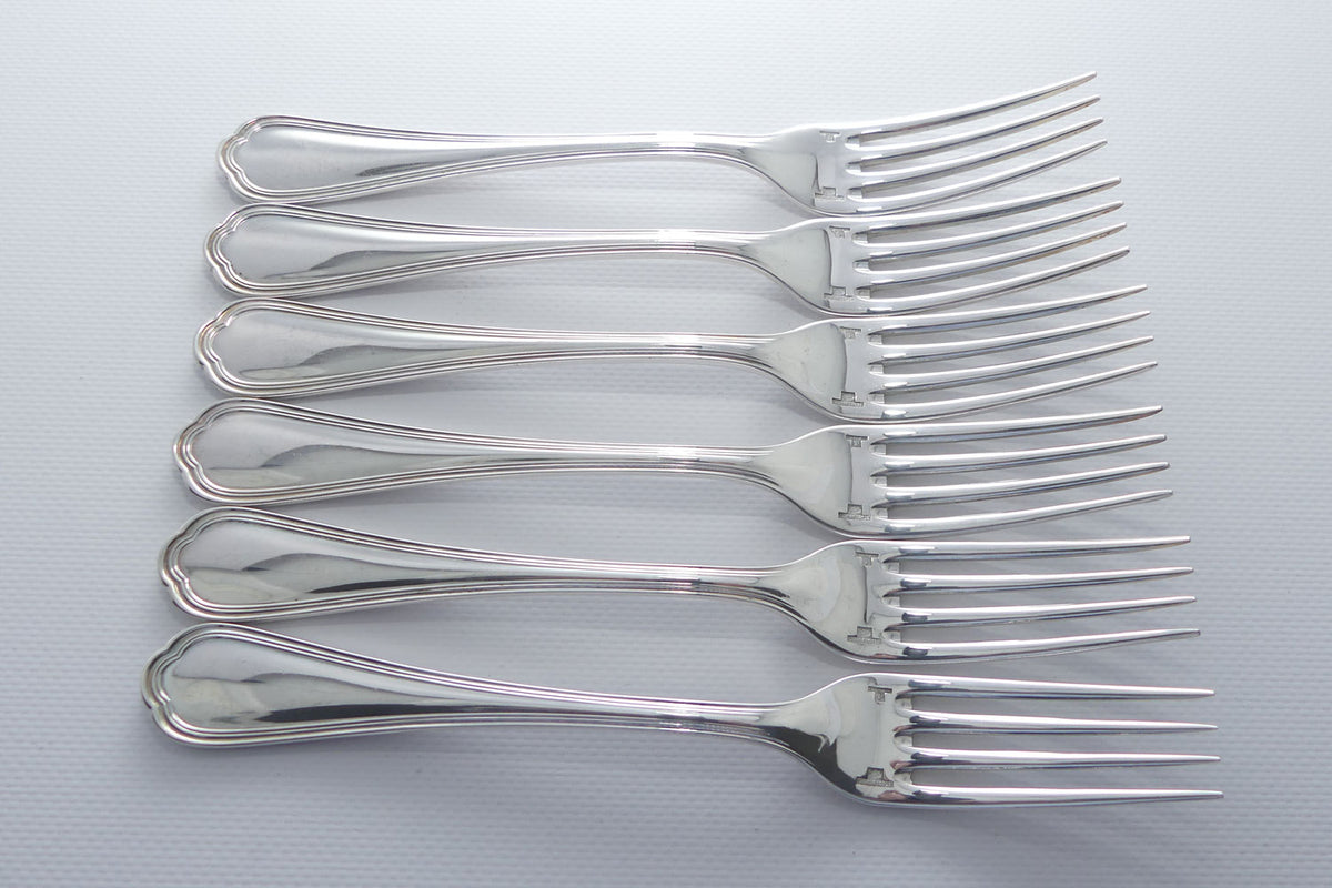 Christofle France Spatours design set of 6 Dinner Forks | 20.5cm long
