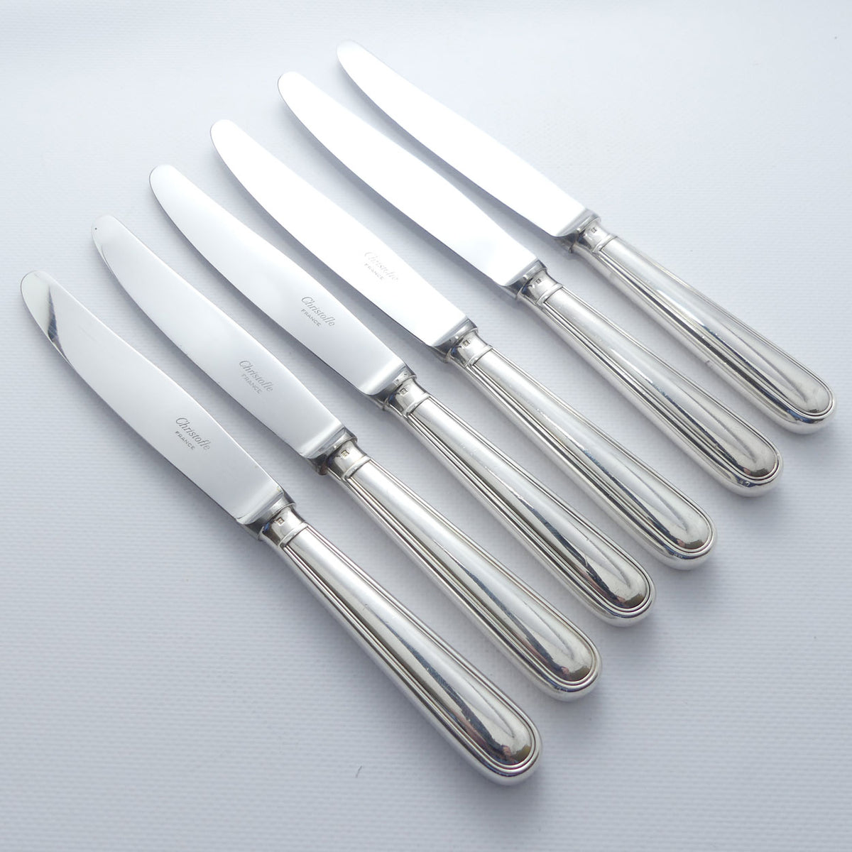 Christofle France | Albi design | Set of 6 Dinner Knives | #1 | 24.5cm long