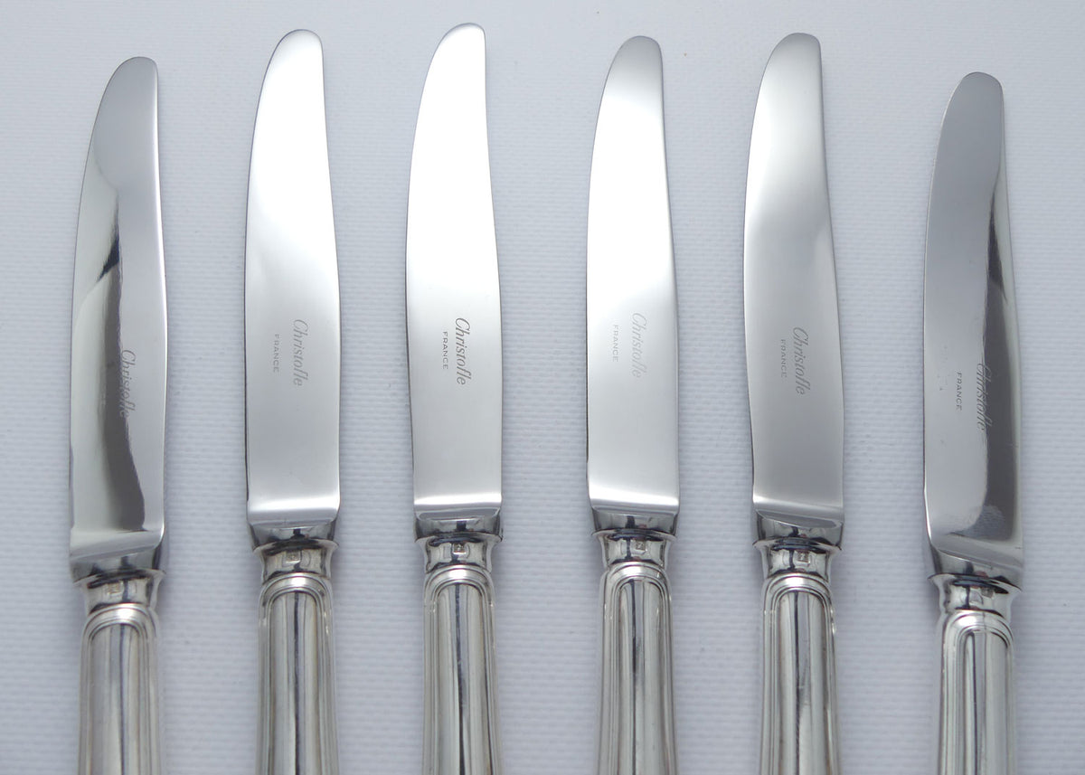 Christofle France Spatours design set of 6 Dinner Knives | 24.5cm long