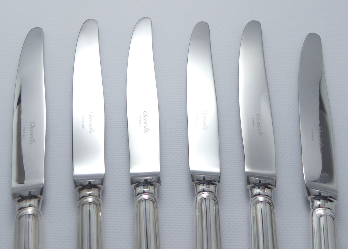 Christofle France Spatours design set of 6 Dinner Knives | 24.5cm long
