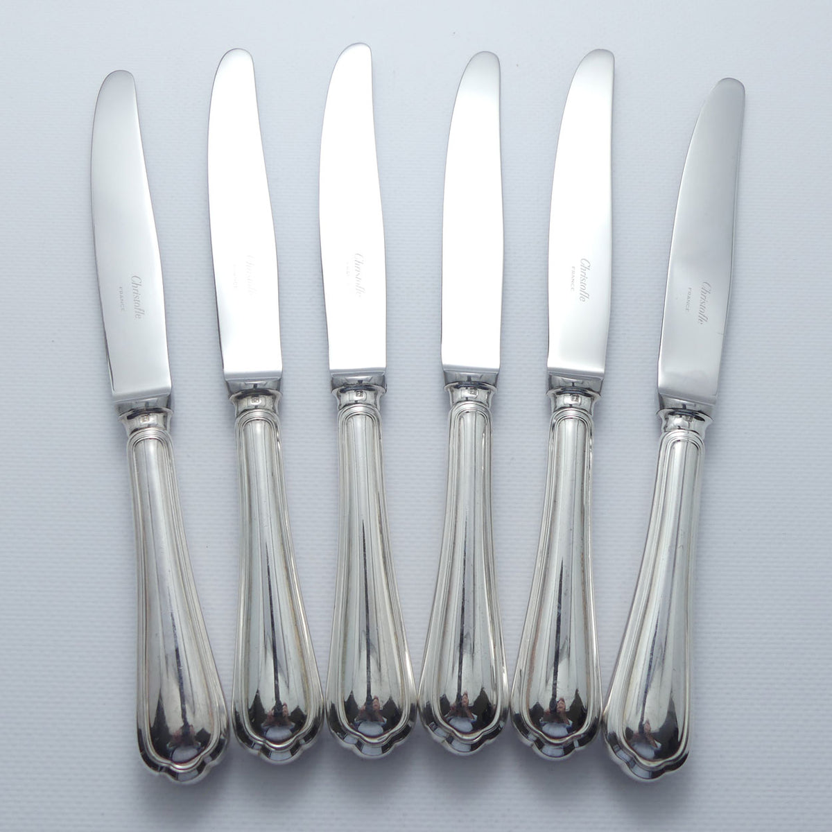Christofle France Spatours design set of 6 Dinner Knives | 24.5cm long