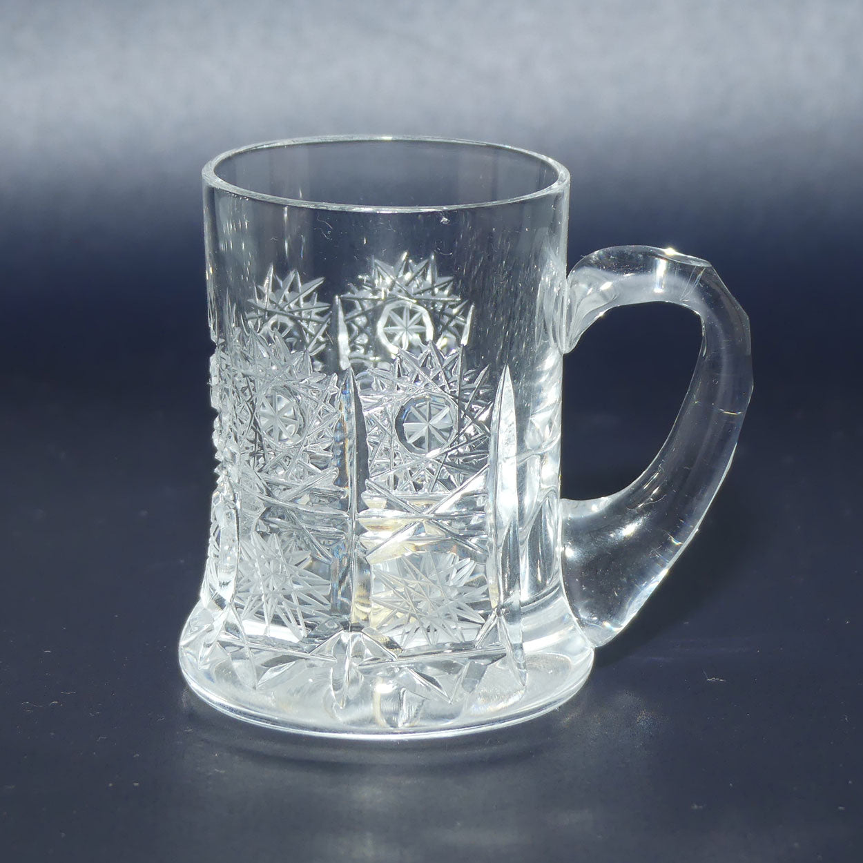 Set of 6 Pinwheel Cut Bohemia Crystal miniature mugs