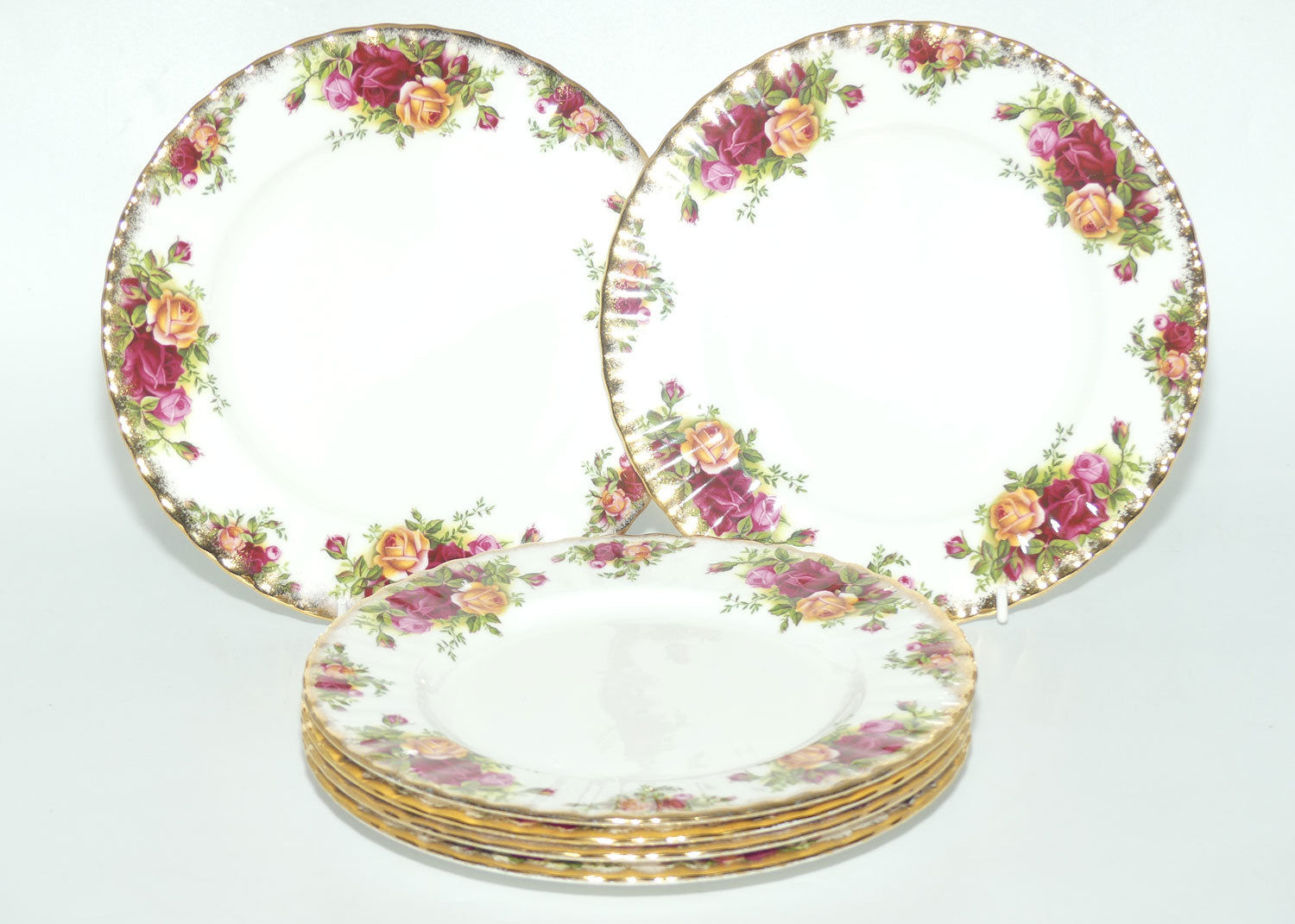 Royal Albert Bone China England Old Country Roses set of 6 entree or salad plates | 20.5cm | © 1962 Royal Albert Ltd backstamp