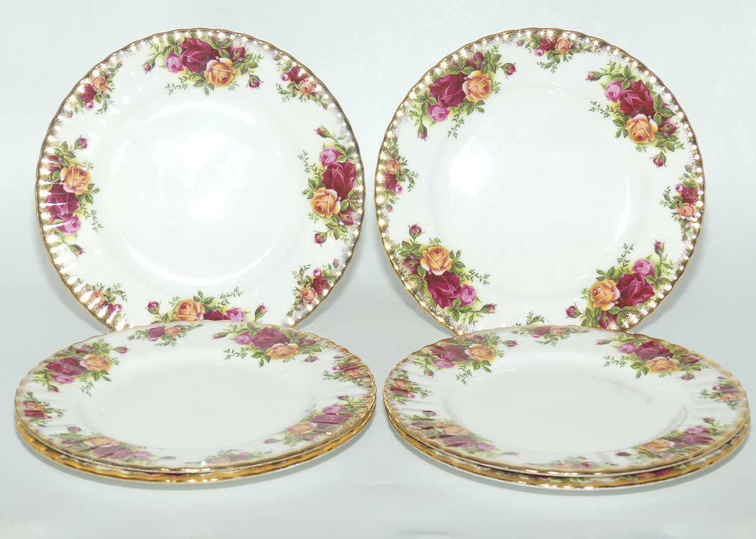Royal Albert Bone China England Old Country Roses set of 6 entree or salad plates | 20.5cm | © 1962 Royal Albert Ltd backstamp