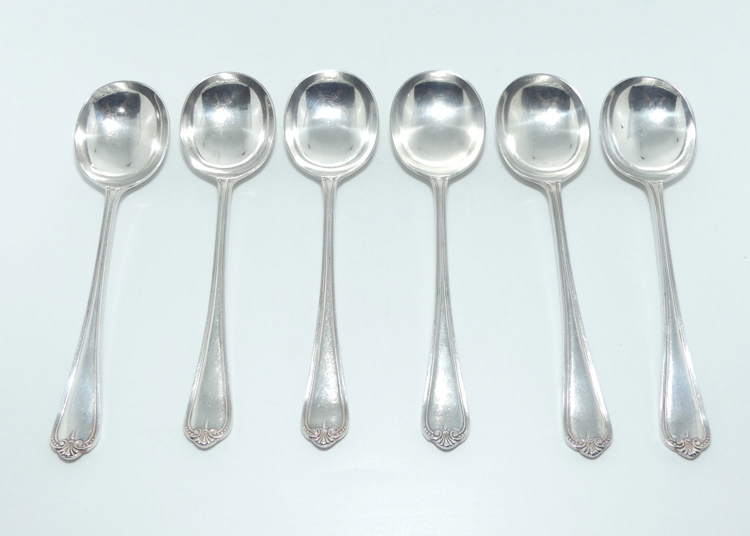 Boardman and Glossop Silver Plate | set of 6 Soup Spoons | Shell