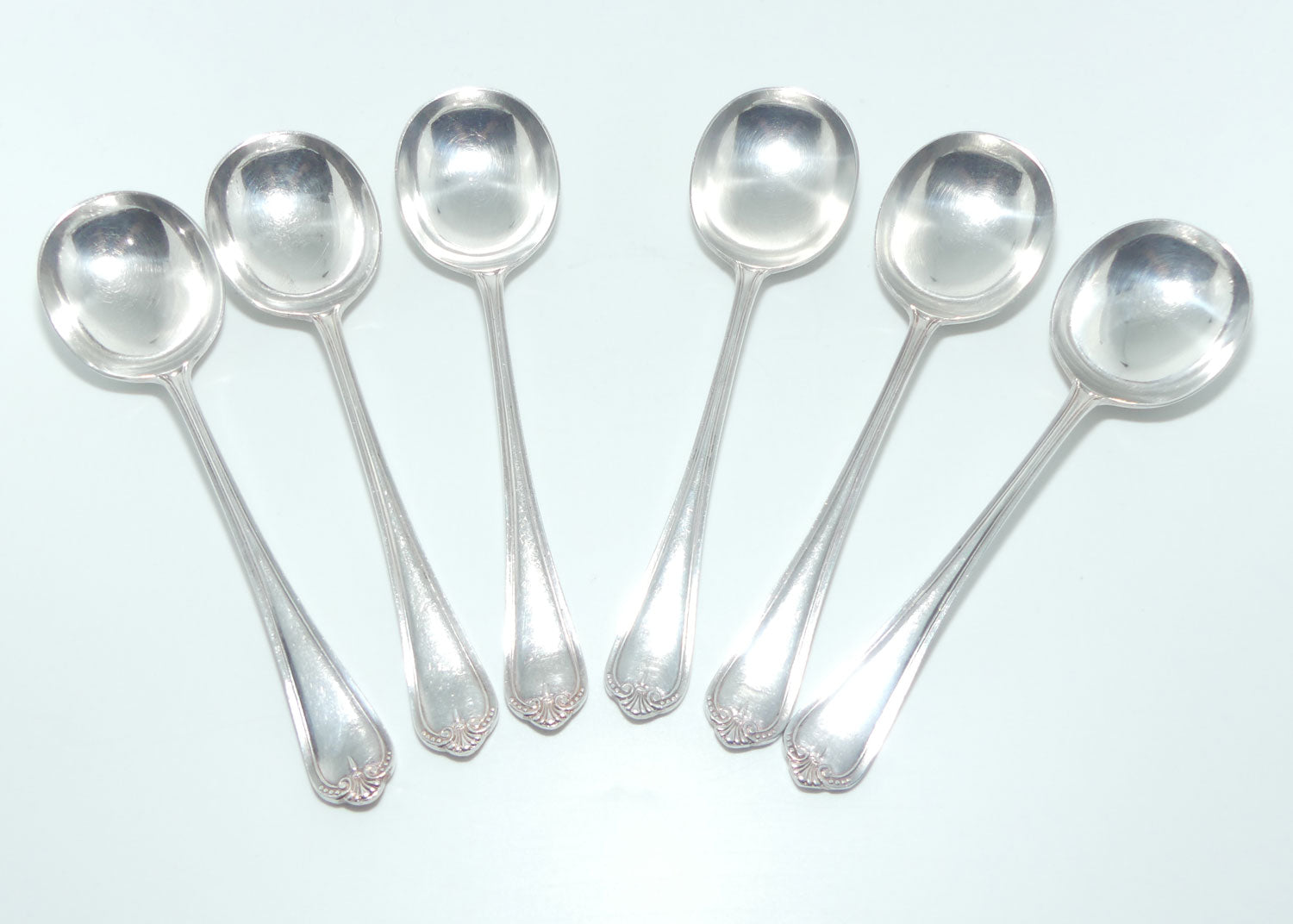 Boardman and Glossop Silver Plate | set of 6 Soup Spoons | Shell