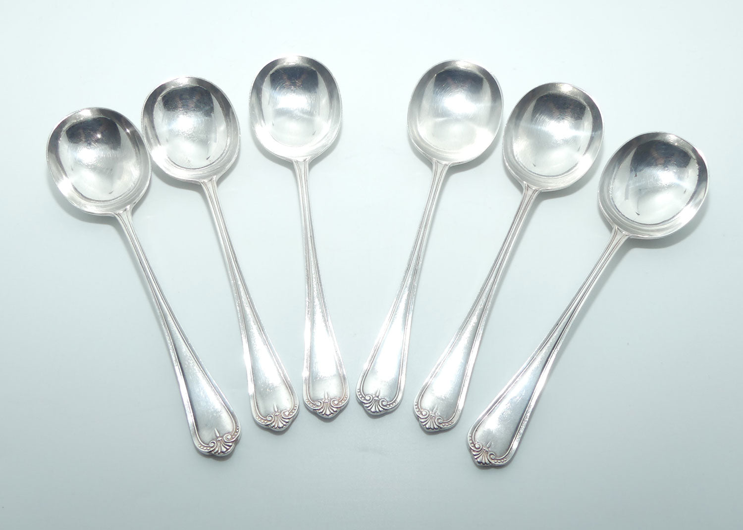 Boardman and Glossop Silver Plate | set of 6 Soup Spoons | Shell