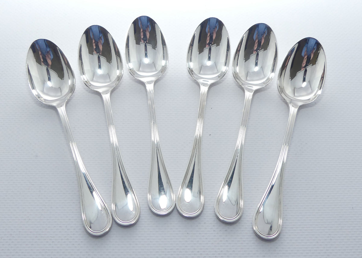 Christofle France | Albi design | Set of 6 Tea Spoons | 13.5cm long