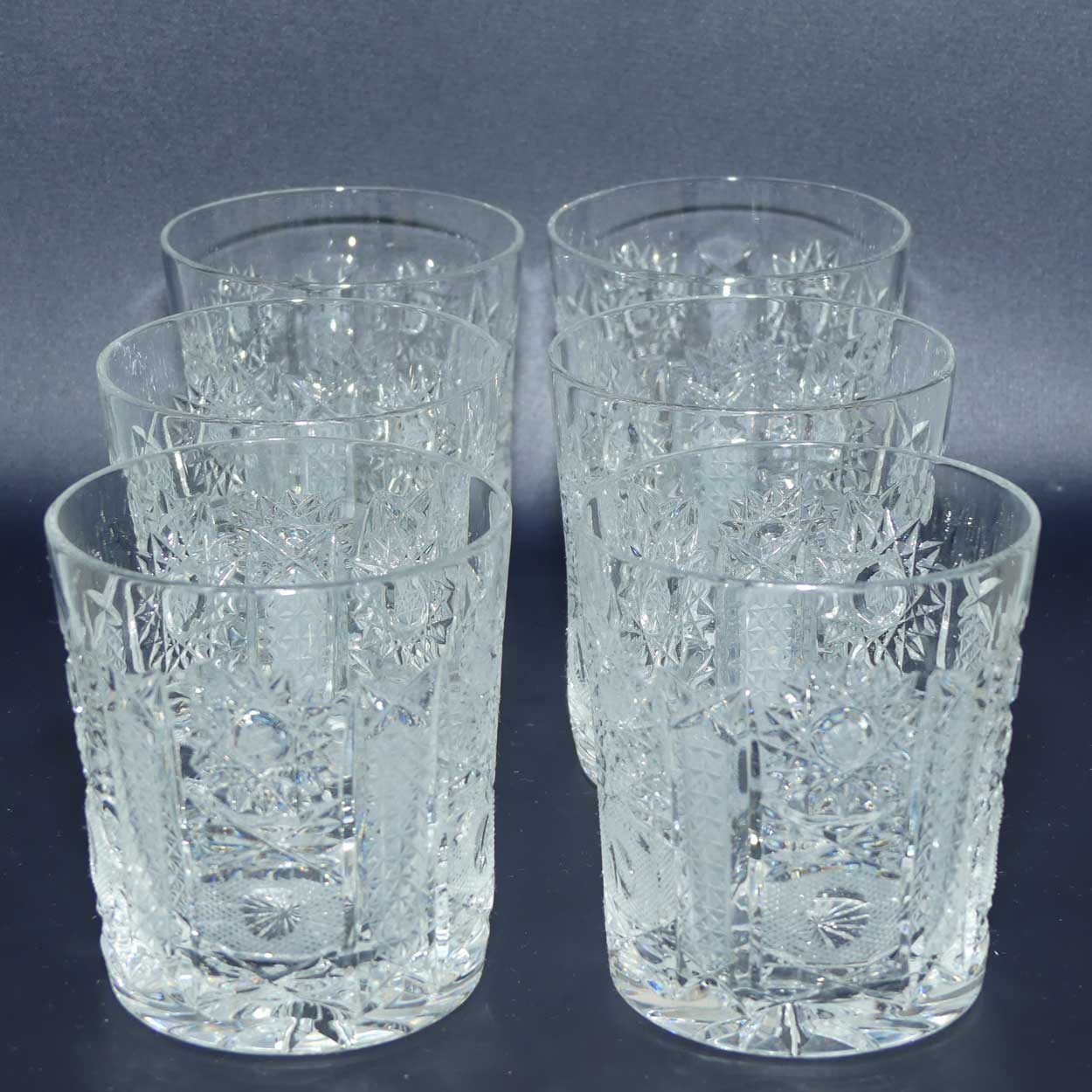 Set of 6 Superbly facetted Old Fashioned Crystal Whisky tumblers | 200ml