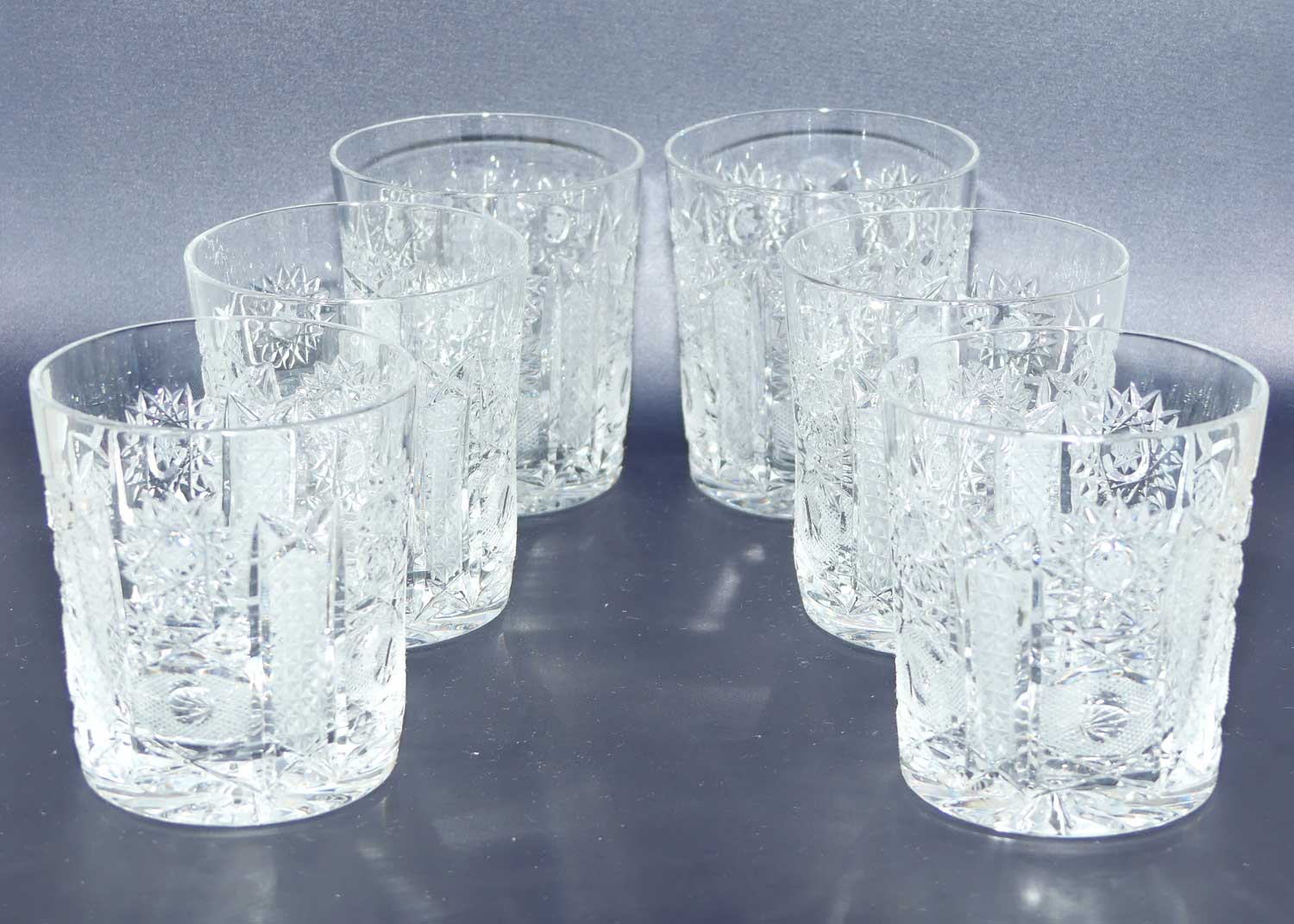 Set of 6 Superbly facetted Old Fashioned Crystal Whisky tumblers | 200ml