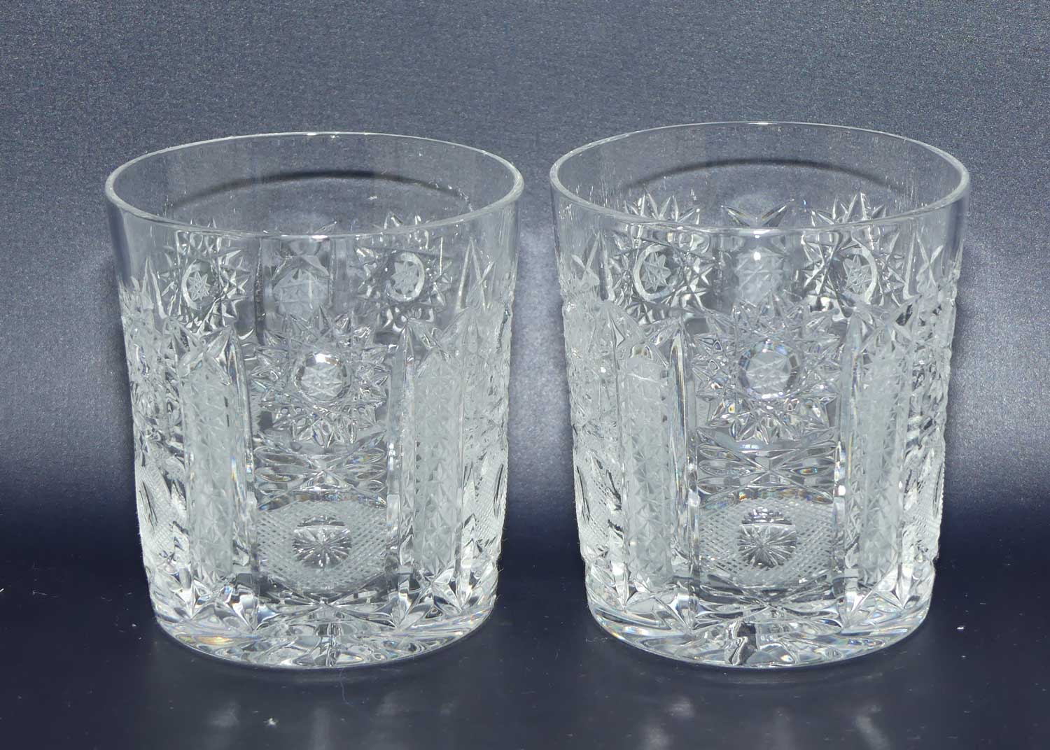 Set of 6 Superbly facetted Old Fashioned Crystal Whisky tumblers | 200ml