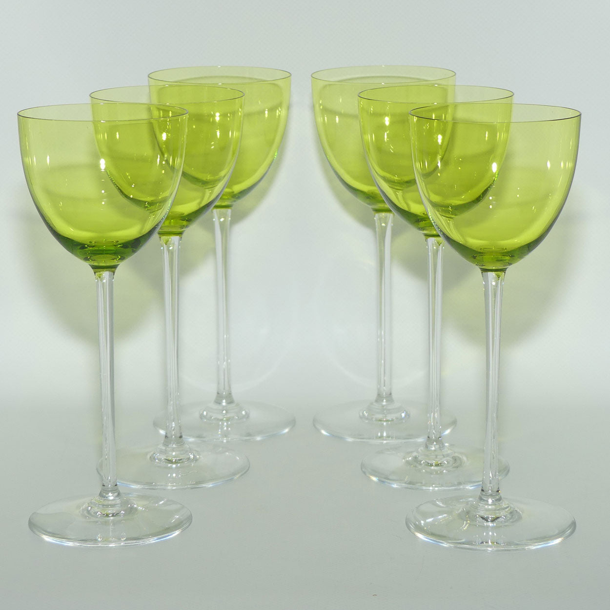 Baccarat France set of 7 Perfection Chartreuse Green wine glasses
