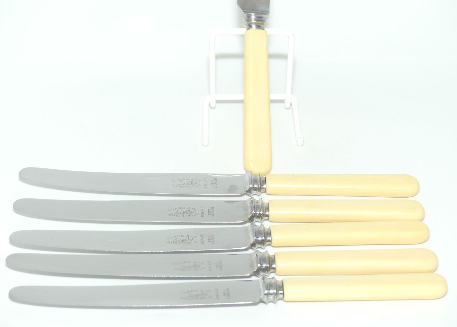 Set of 12 Clark & Co Loyalty Sheffield | Faux Bone Handle Knives | 6 Dinner Knives and 6 Salad Knives