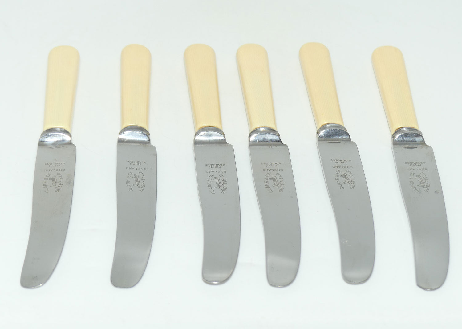 Set of 12 Clark & Co Loyalty Sheffield | Faux Bone Handle Knives | 6 Dinner Knives and 6 Salad Knives