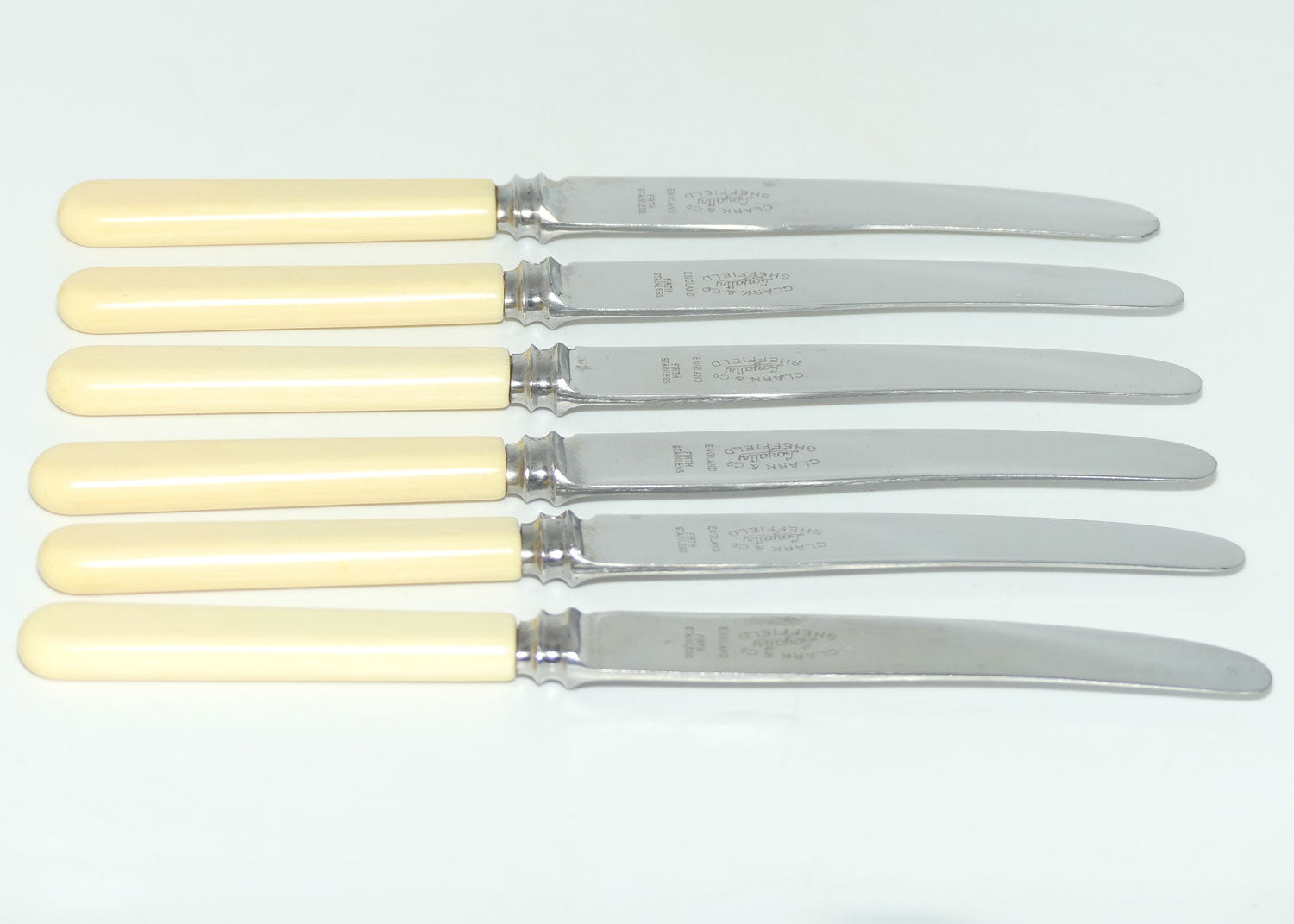 Set of 12 Clark & Co Loyalty Sheffield | Faux Bone Handle Knives | 6 Dinner Knives and 6 Salad Knives
