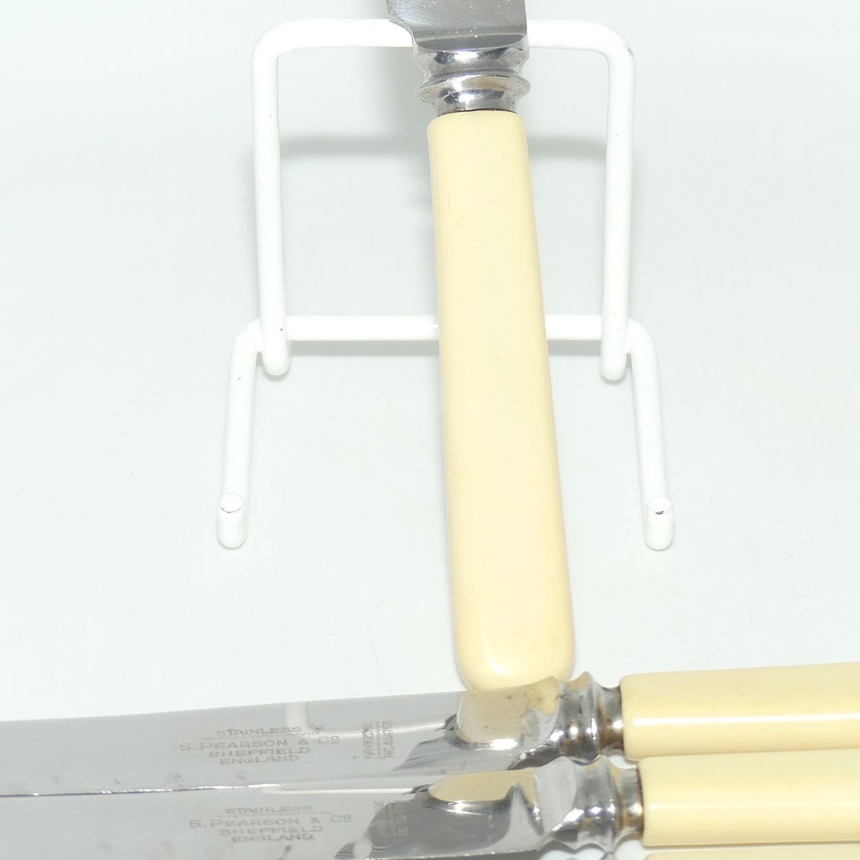 Set of 12 Pearson & Co Sheffield | Faux Bone Handle Knives | 6 Dinner Knives and 6 Salad Knives | serated