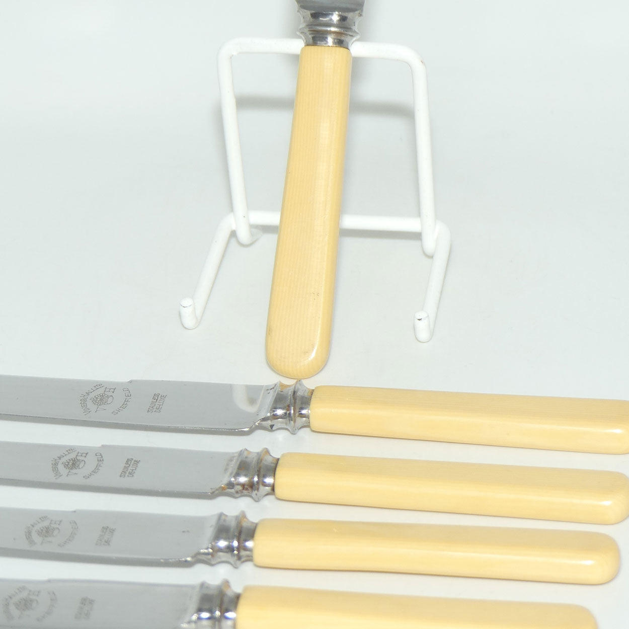 Set of 5 Viner and Hall Sheffield | Faux Bone Handle Knives | 20cm long