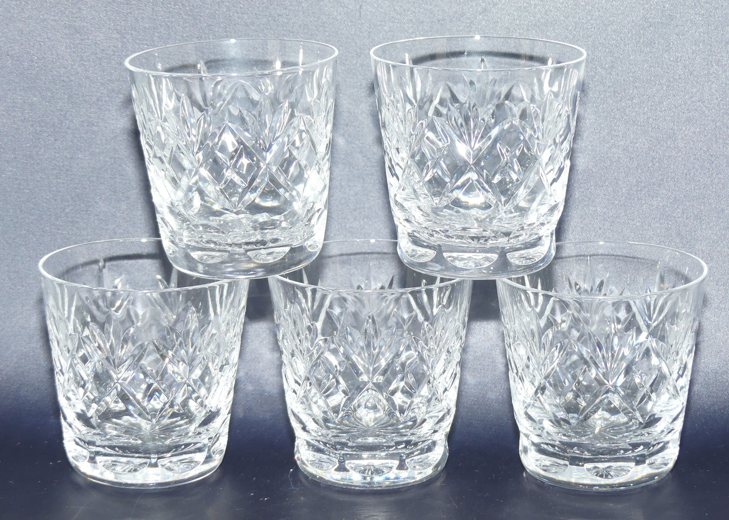 Royal Doulton Crystal Georgian pattern | set of 5 smaller Whisky tumblers | 100ml