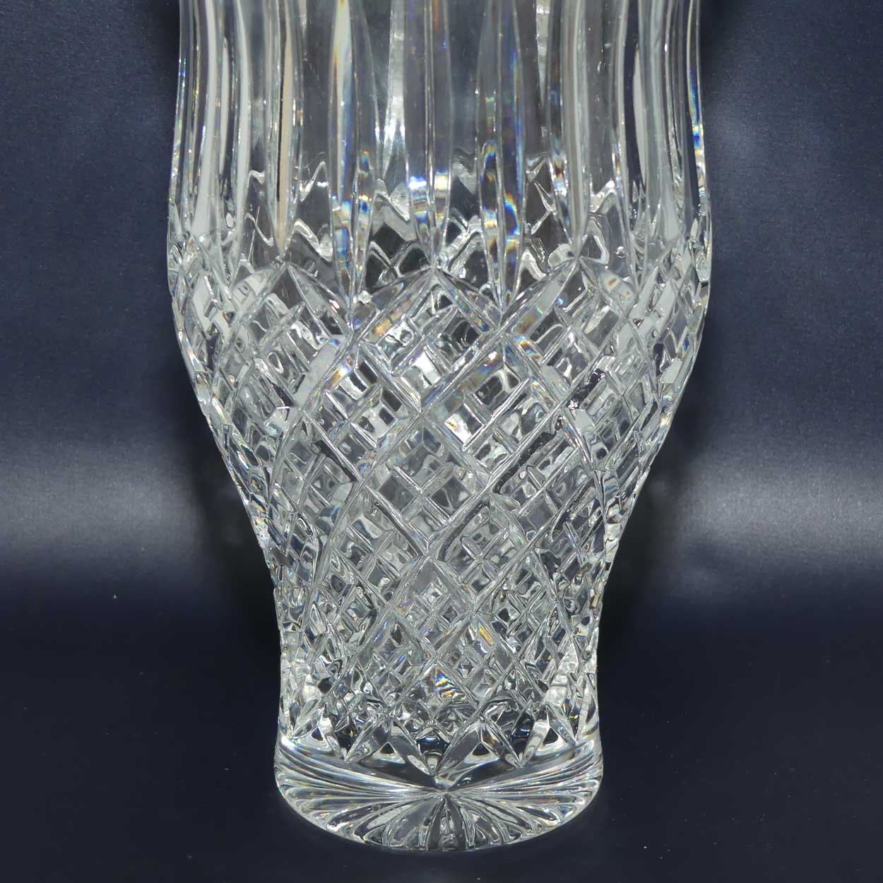 Stuart Crystal Shaftesbury pattern | tall fluted rim waisted shape vase | 25cm
