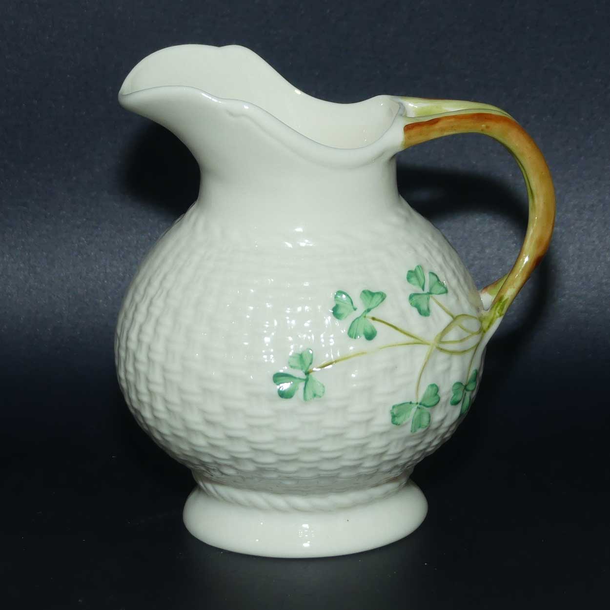 Belleek Shamrock and Basketweave pattern milk jug | 1st Blue Mark