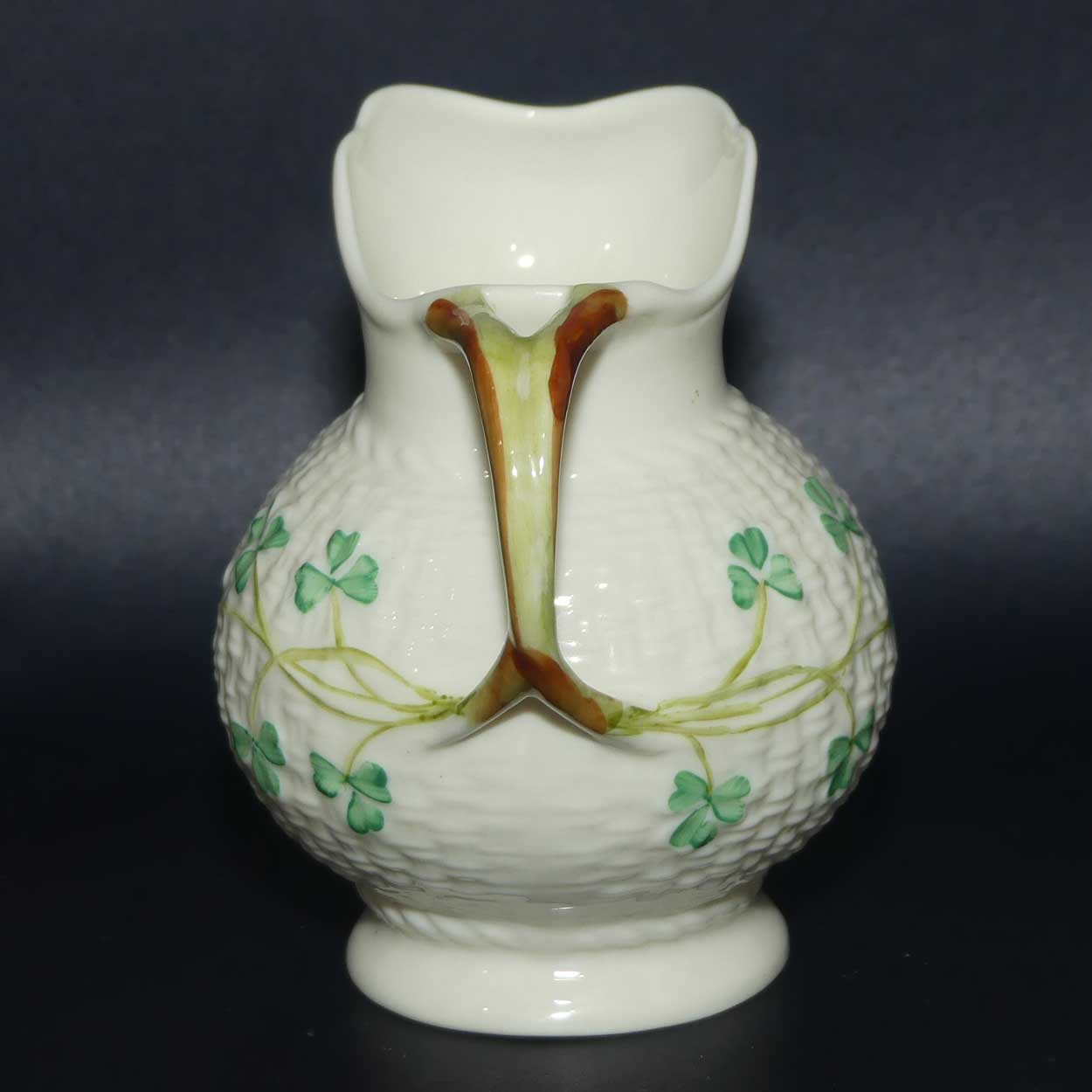 Belleek Shamrock and Basketweave pattern milk jug | 1st Blue Mark