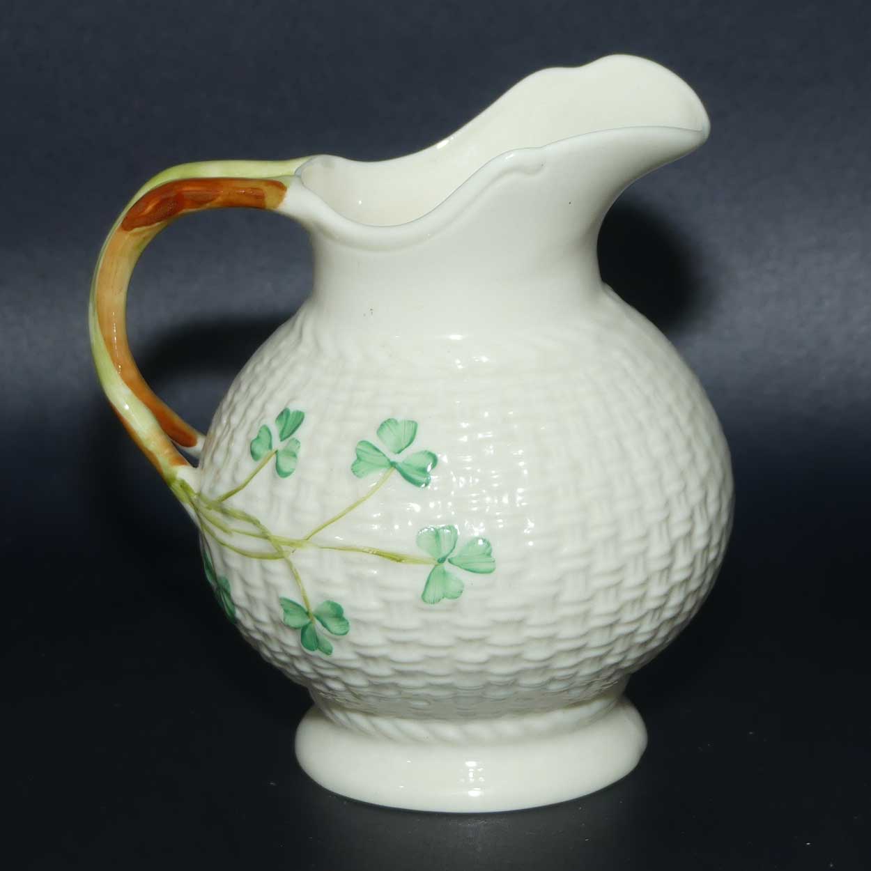 Belleek Shamrock and Basketweave pattern milk jug | 1st Blue Mark