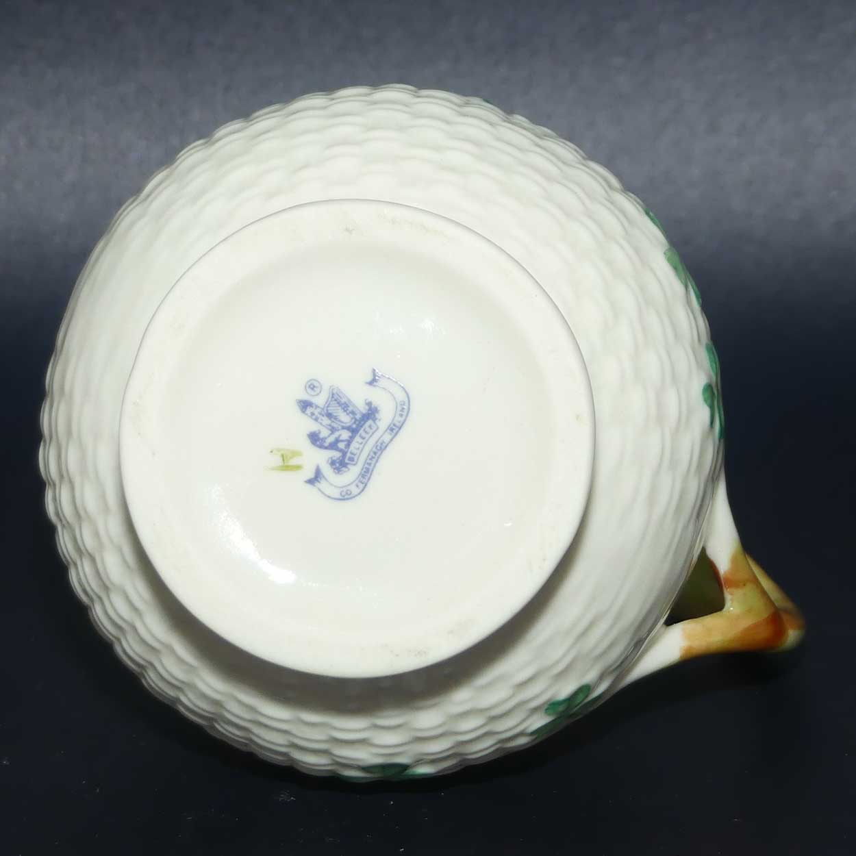 Belleek Shamrock and Basketweave pattern milk jug | 1st Blue Mark