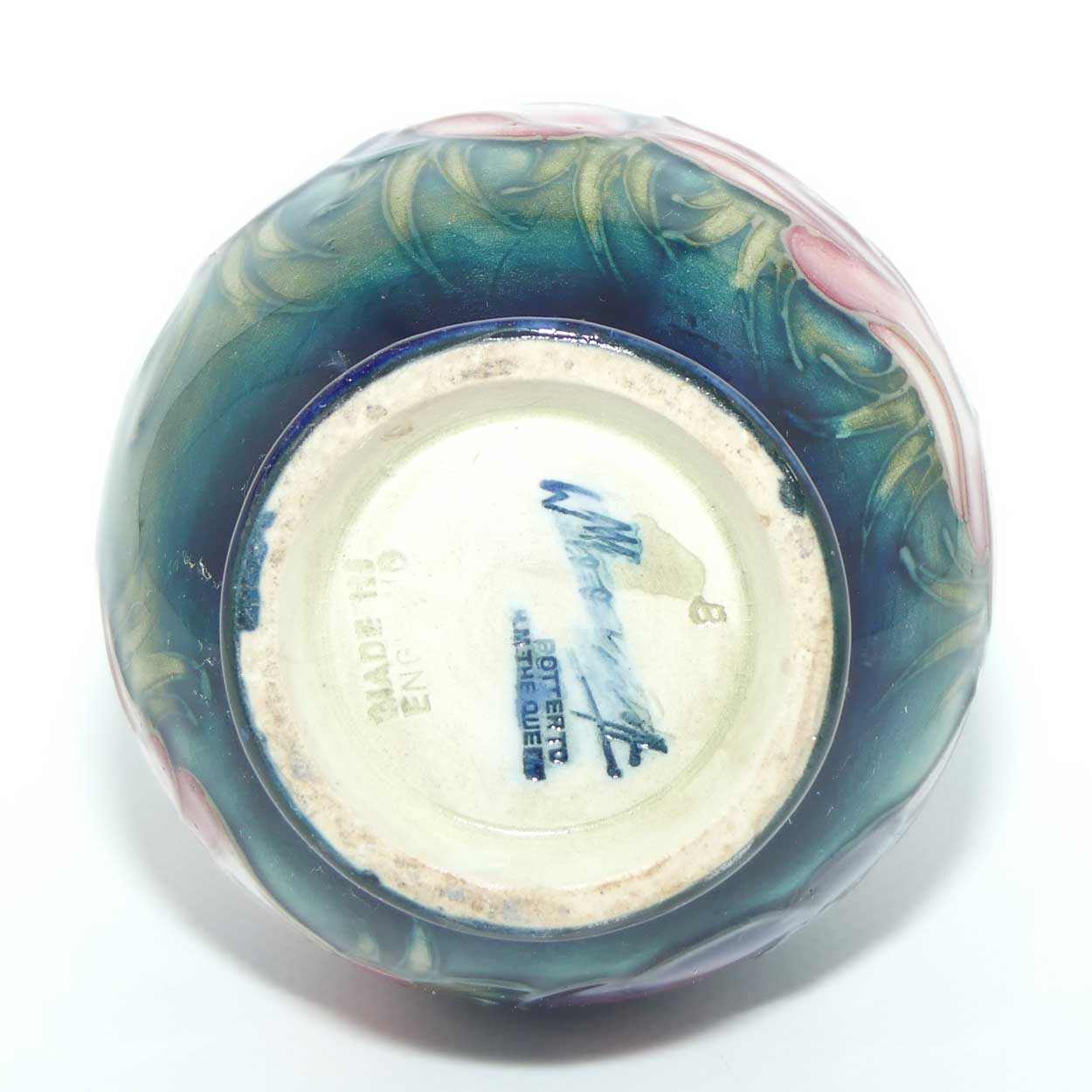 Walter Moorcroft Anemone on Green to Blue ground small vase | Shape 7/4