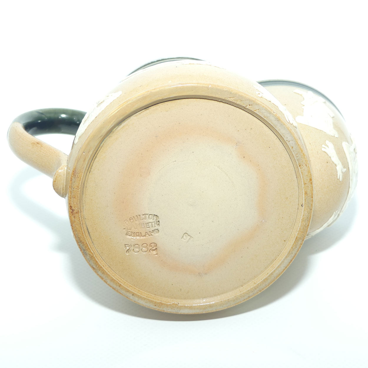 Doulton Lambeth Harvest Hunting Shaving mug with Sterling Silver rim | London 1901