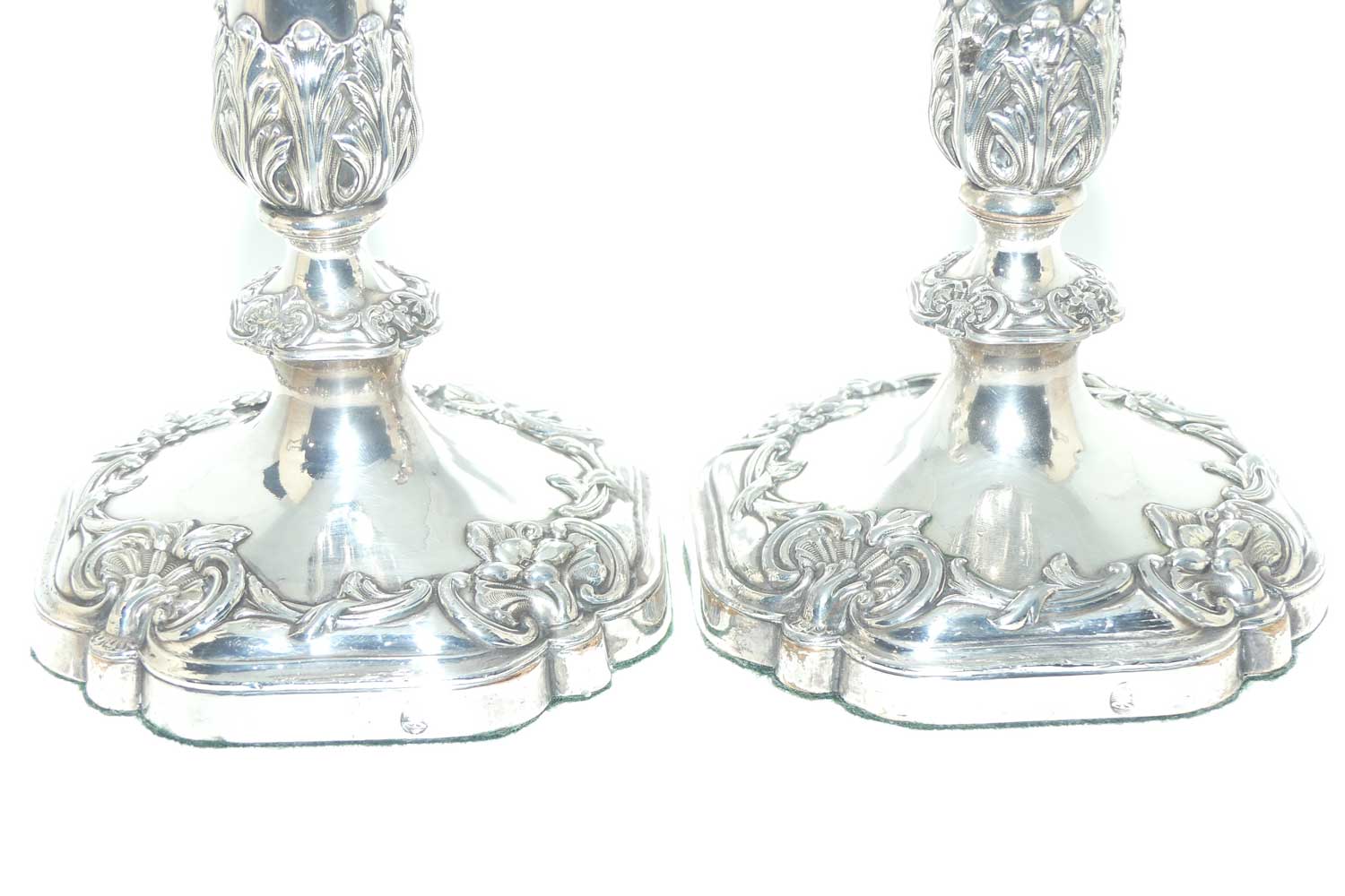 Pair of Georgian Old Sheffield Plate table candlesticks | Roberts, Smith & Co Sheffield