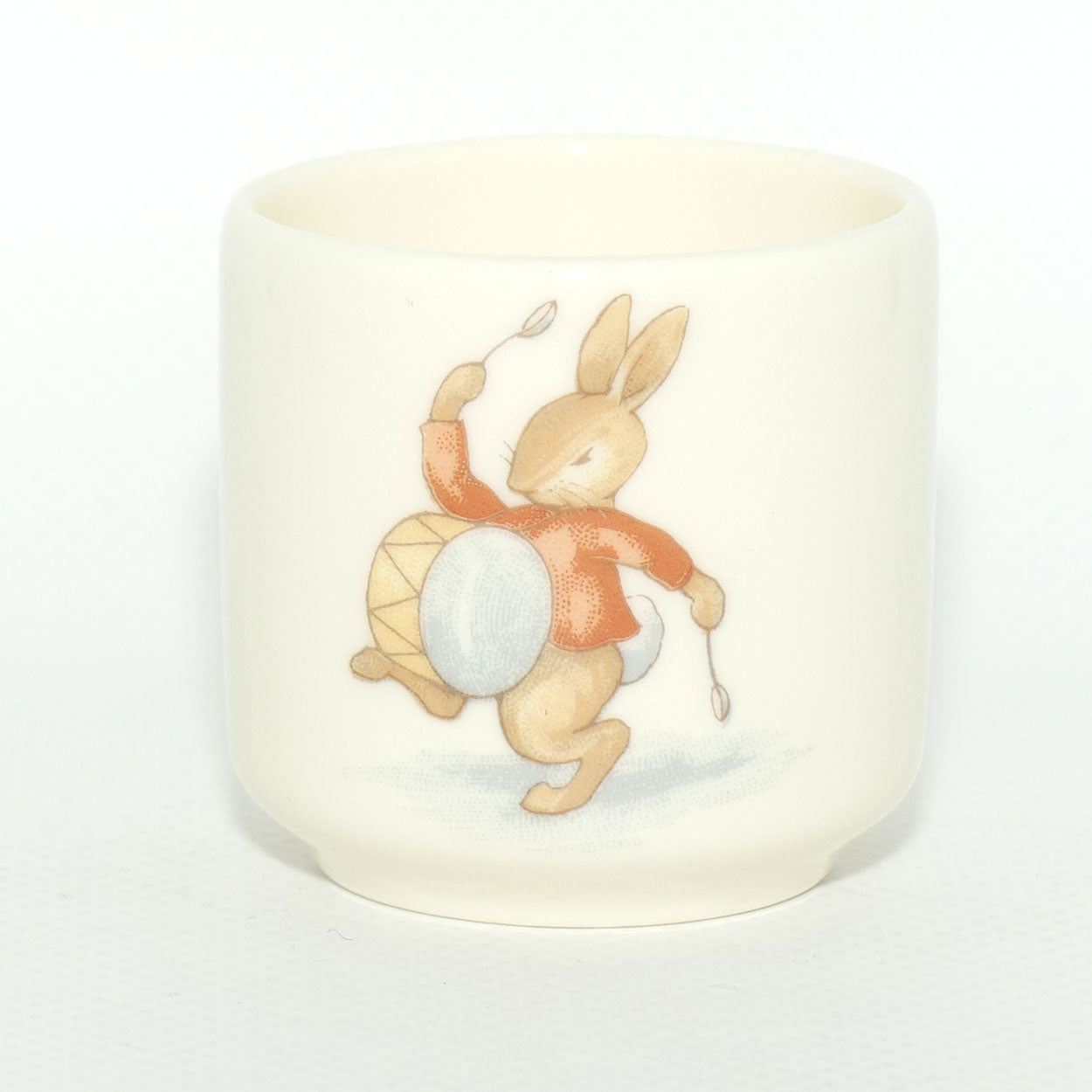 Royal Doulton Bunnykins egg cup | boxed | Sheltering under Umbrella | Drummer