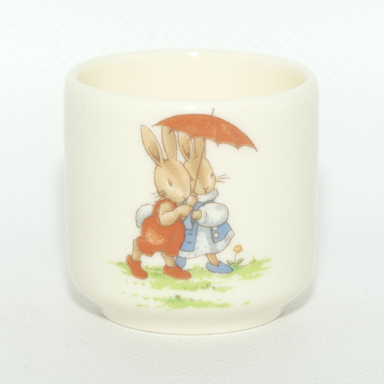 Royal Doulton Bunnykins egg cup | boxed | Sheltering under Umbrella | Drummer