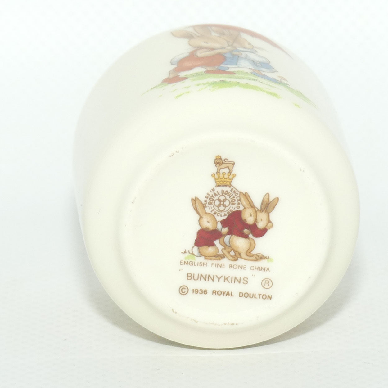 Royal Doulton Bunnykins egg cup | boxed | Sheltering under Umbrella | Drummer