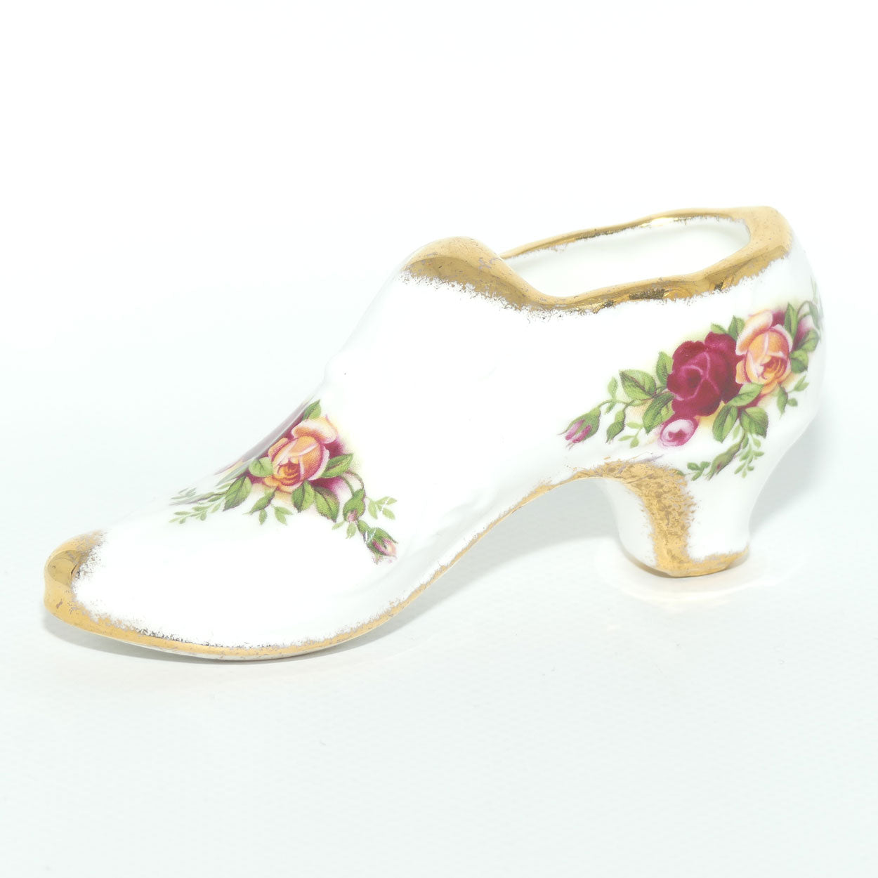 Royal Albert Bone China England Old Country Roses slipper | © Royal Albert Ltd 1962 stamp | #2