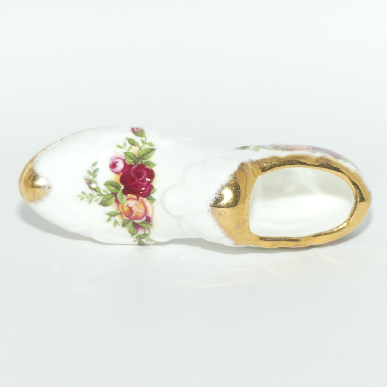 Royal Albert Bone China England Old Country Roses slipper | © Royal Albert Ltd 1962 stamp | #2
