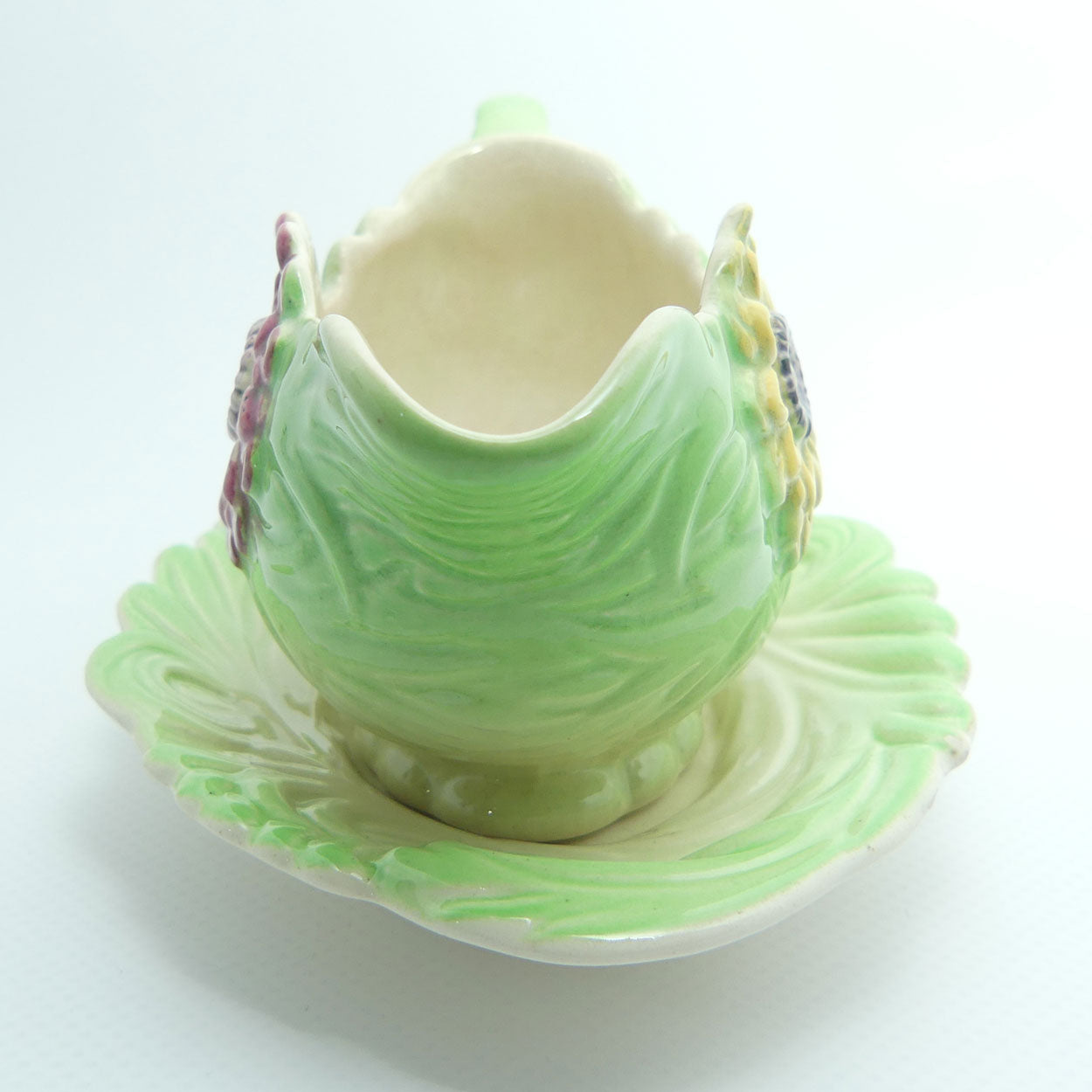 Shorter and Son Staffordshire Floral embossed mayonnaise jug and saucer