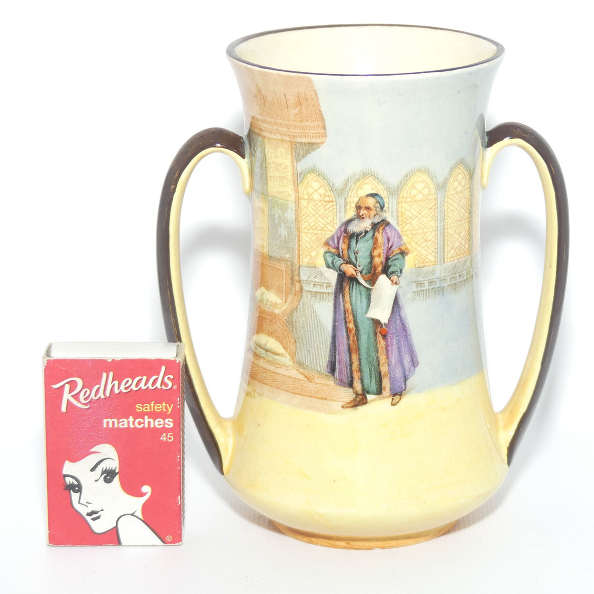 Royal Doulton Shakespearean Shylock twin handled vase D3596