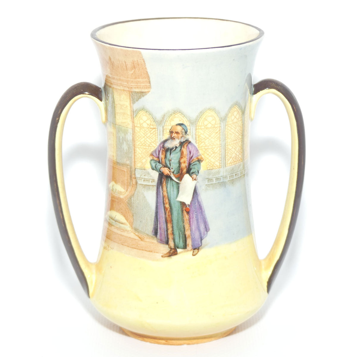 Royal Doulton Shakespearean Shylock twin handled vase D3596