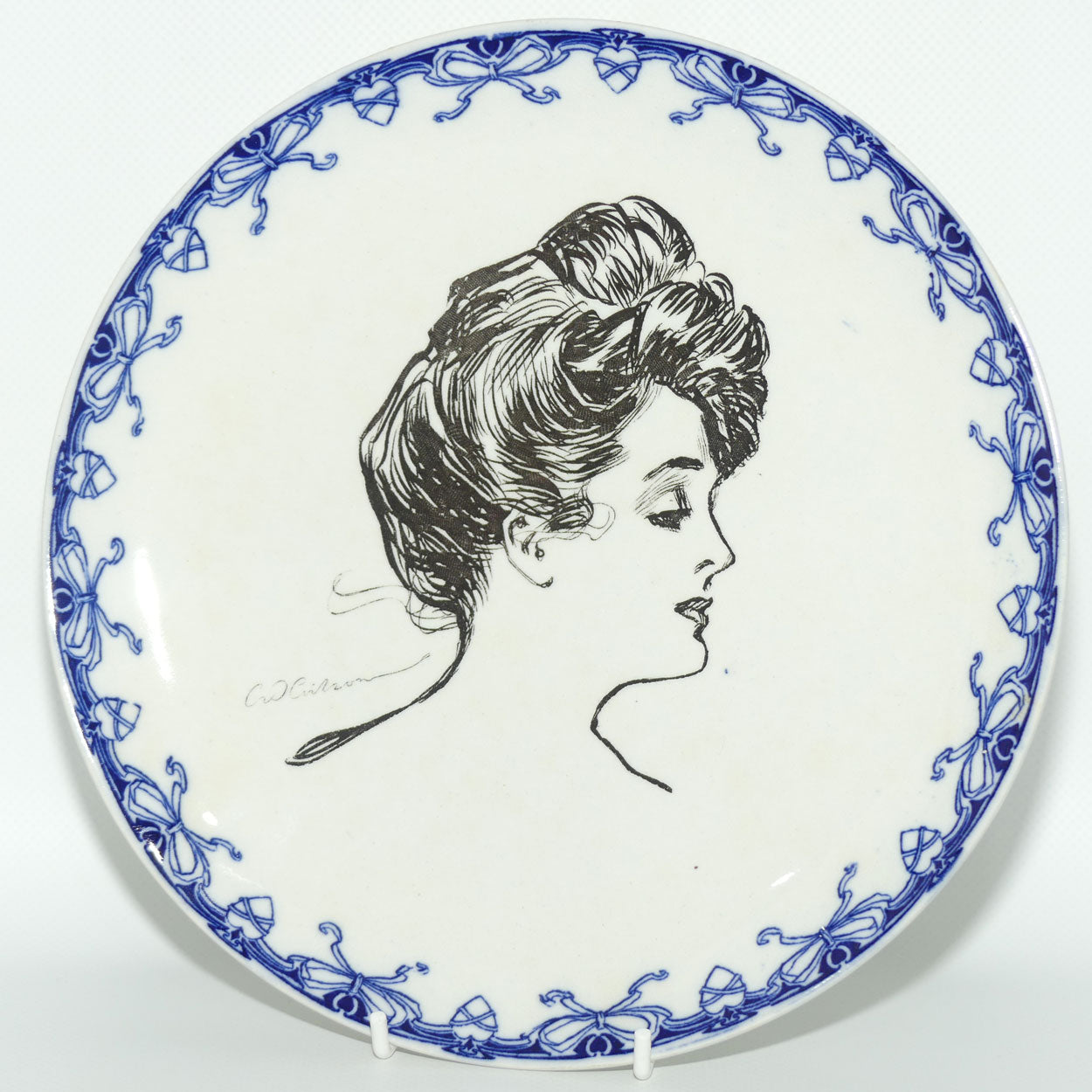 Royal Doulton CD Gibson | Gibson Girls head portrait plate | Side Profile Head facing right