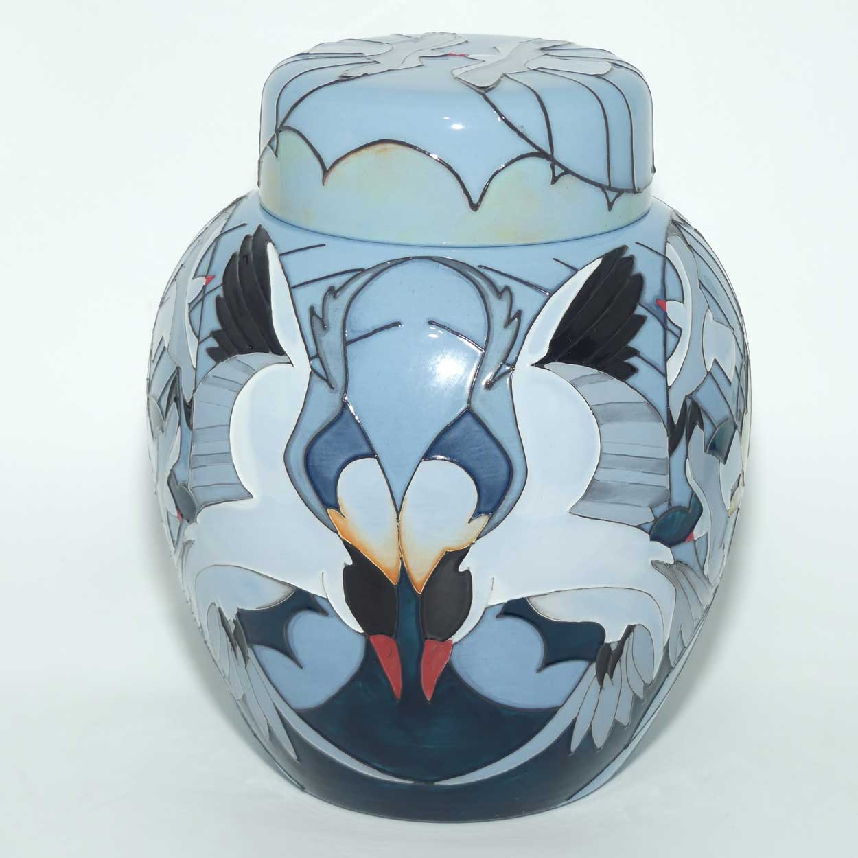 Moorcroft Silver Gulls 769/8 Ginger Jar | TRIAL dated 5.6.2018