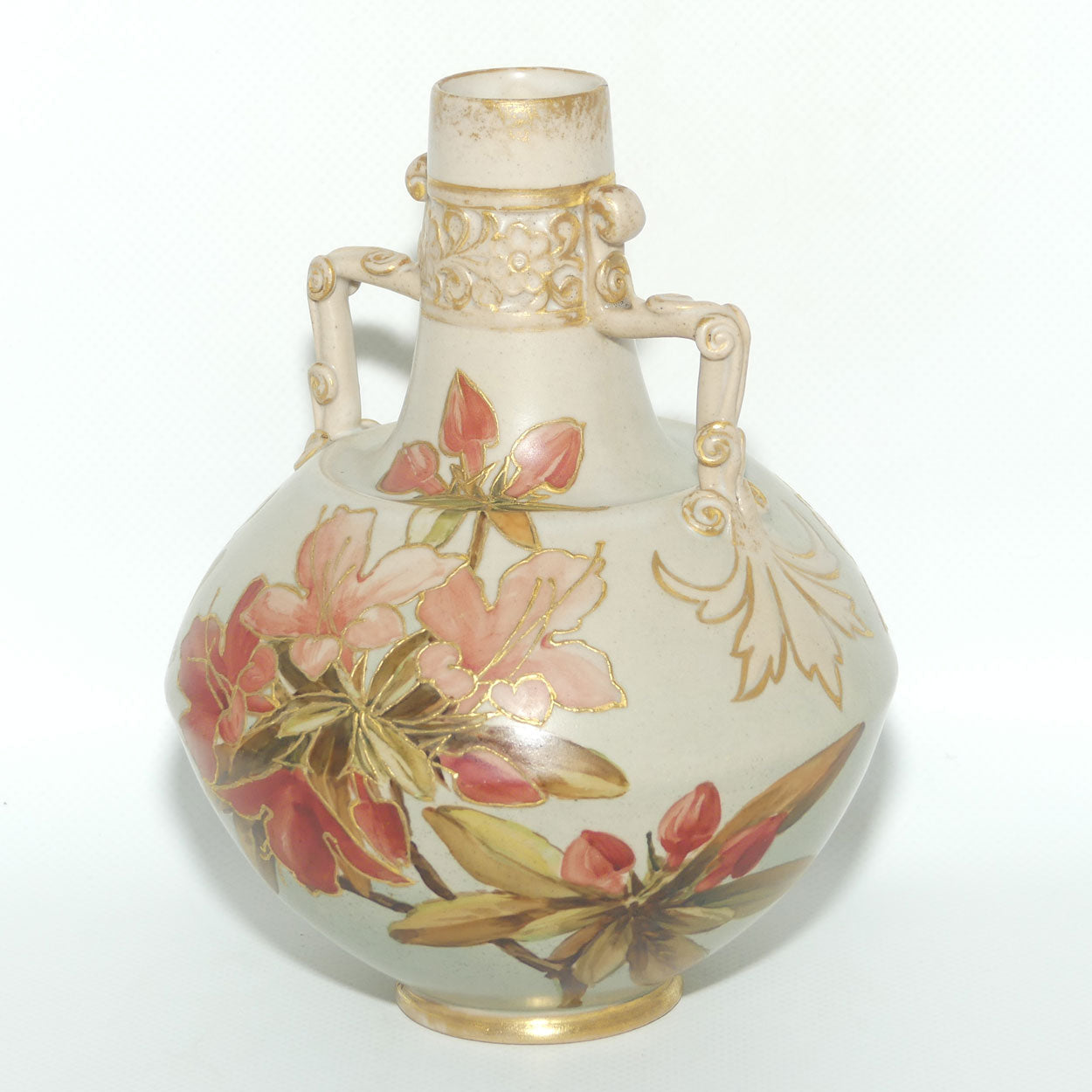 Doulton Lambeth Carrara Ware twin handle vase decorated with gilt tube lined Floral decoration | Eliza Simmance and Kate Rogers
