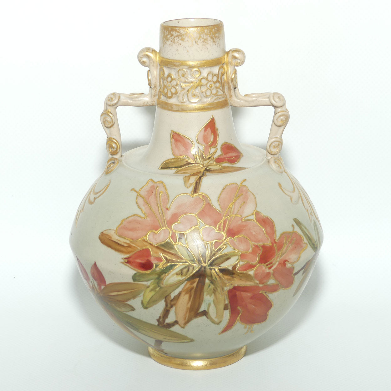 Doulton Lambeth Carrara Ware twin handle vase decorated with gilt tube lined Floral decoration | #2 | Eliza Simmance and Kate Rogers
