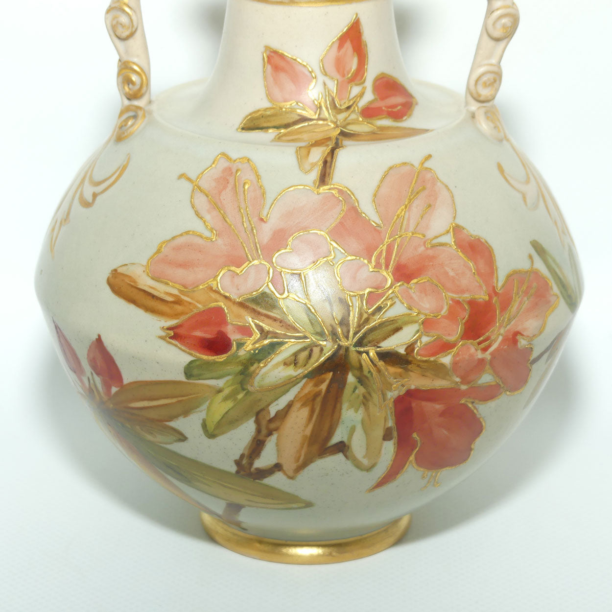 Doulton Lambeth Carrara Ware twin handle vase decorated with gilt tube lined Floral decoration | #2 | Eliza Simmance and Kate Rogers