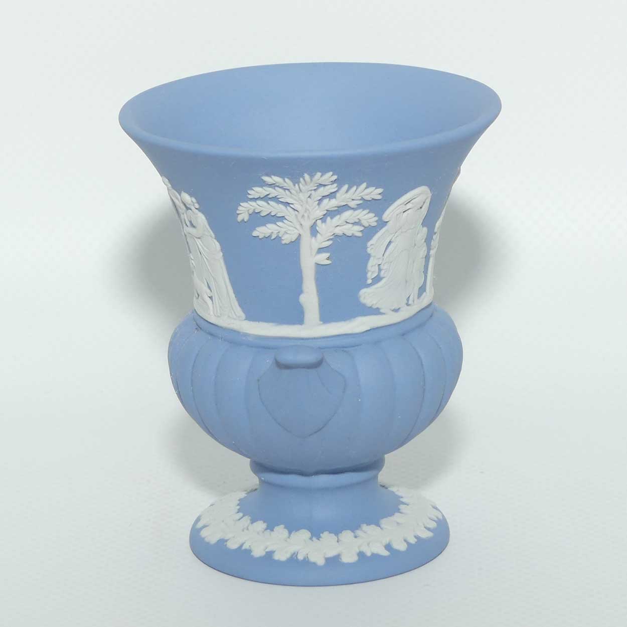 Wedgwood Jasper | White on Pale Blue | Maidens Campagna shape vase | #1