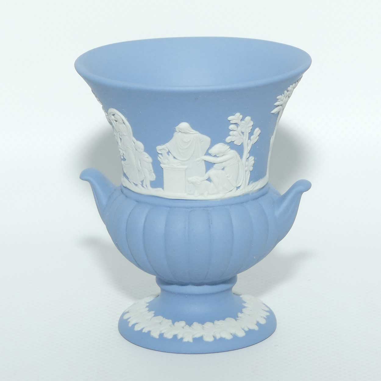 Wedgwood Jasper | White on Pale Blue | Maidens Campagna shape vase | #1