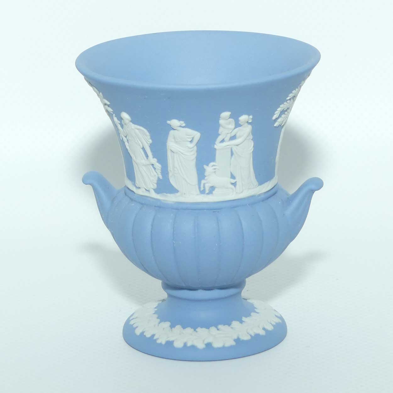 Wedgwood Jasper | White on Pale Blue | Maidens Campagna shape vase | #1