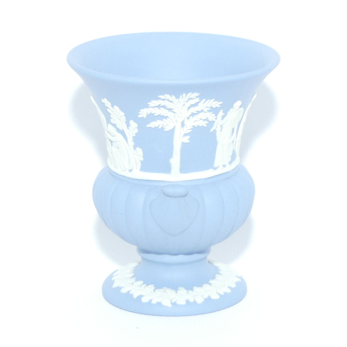 Wedgwood Jasper | White on Pale Blue | Maidens Campagna shape vase | #3