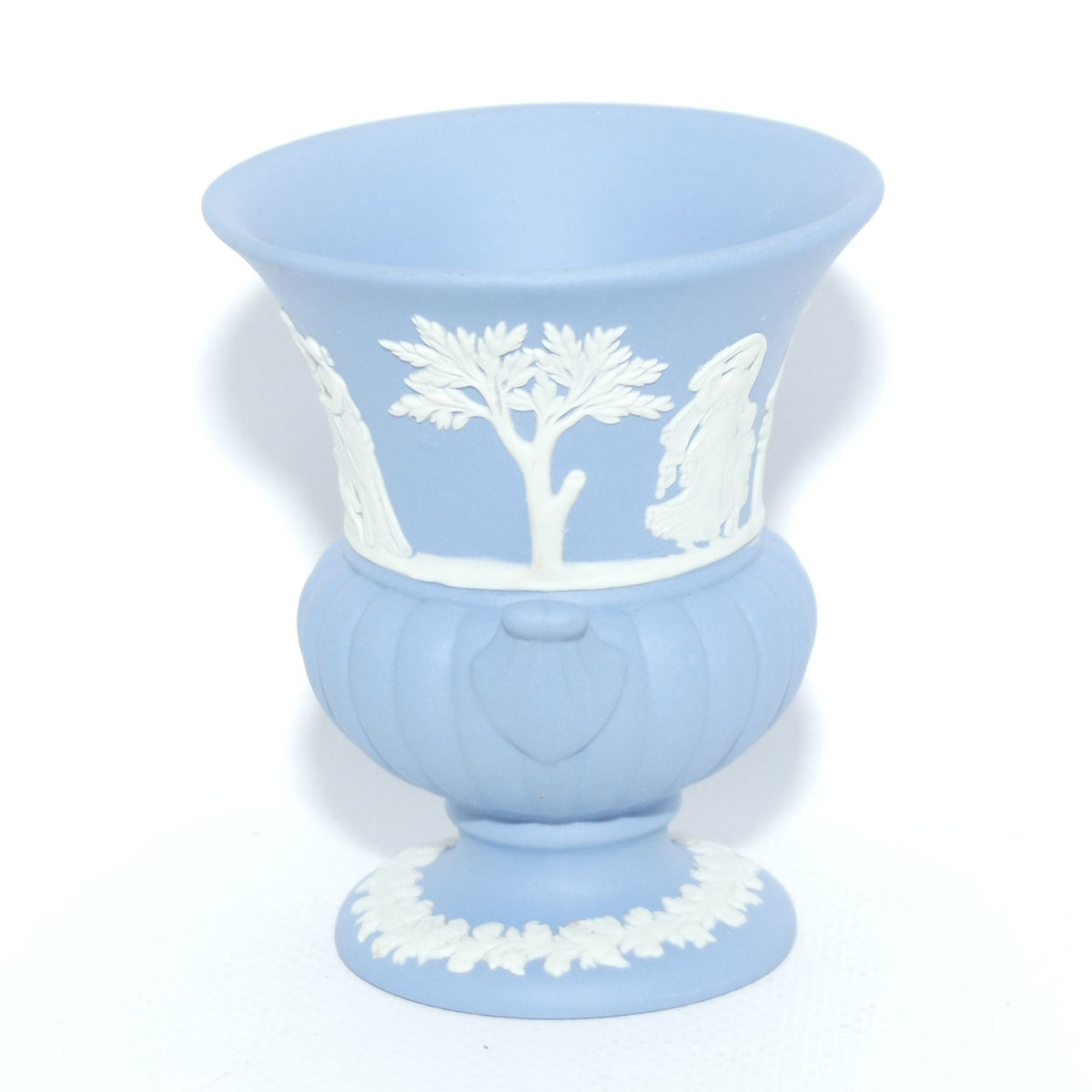 Wedgwood Jasper | White on Pale Blue | Maidens Campagna shape vase | #3